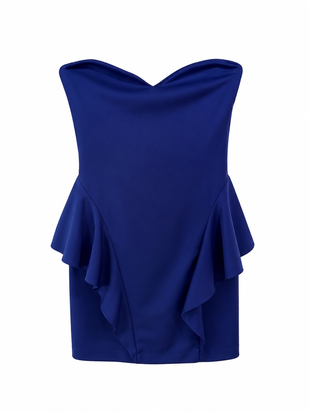Zara Trafaluc Royal Blue Strapless Peplum Mini Dress Size M